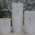 LED Echtwachskerze, mit Ornamenten, weiß, verschiedene Grössen, Shabby-Chic