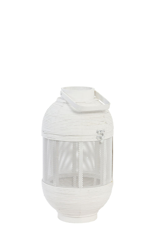 Light and Living Bambus Laterne Ibiza, Boho Windlicht weiß