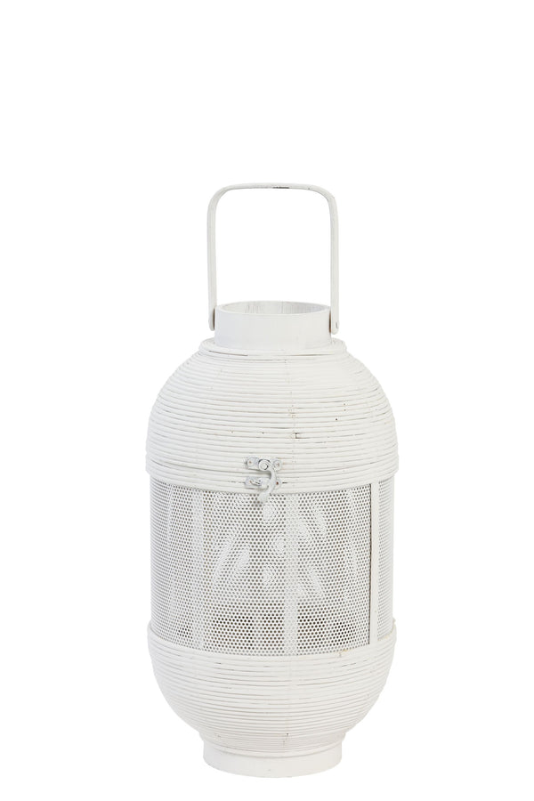 Light and Living Bambus Laterne Ibiza, Boho Windlicht weiß