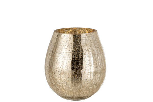 Windlicht rissig, Dekoglas, gold, 19x19x21cm