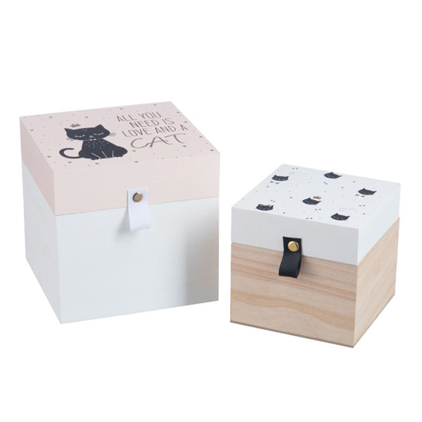 J-Line Aufbewahrungsboxen, Dekoboxen, Aufbewahrungskisten, Katze, 2er-Set