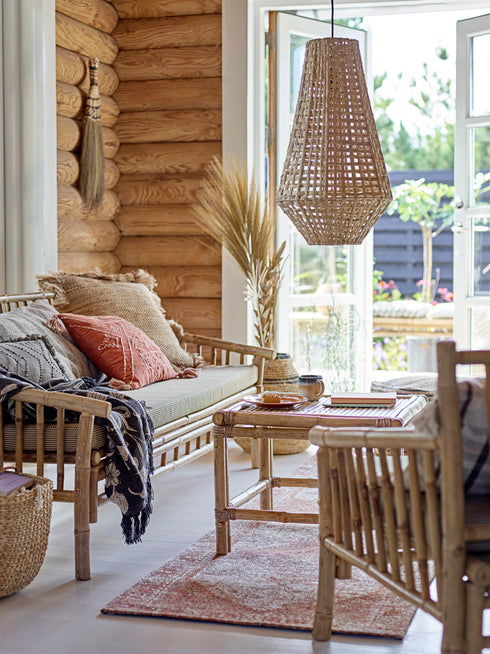 Bloomingville Boho Dekokissen mit Fransen 50x33, braungrau