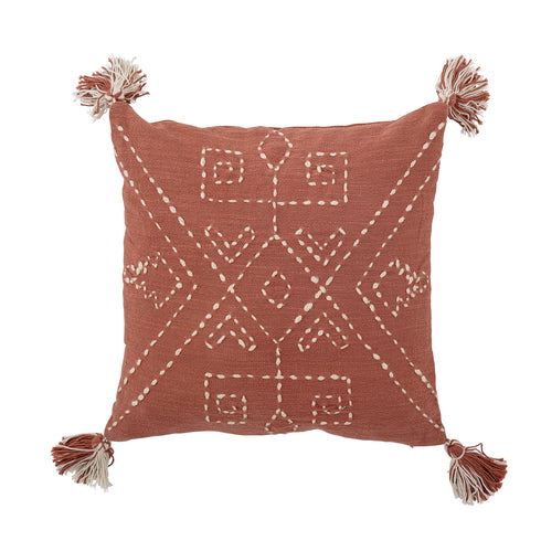 Bloomingville Boho Dekokissen mit Quasten 40x40, orange, weiß