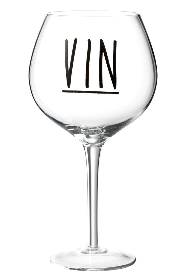 Weinglas mit Aufschrift
