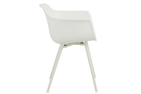 Retro Designstuhl, Esszimmerstuhl Schale mit Armlehne, weiß