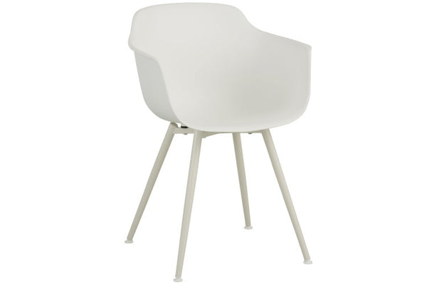 Retro Designstuhl, Esszimmerstuhl Schale mit Armlehne, weiß