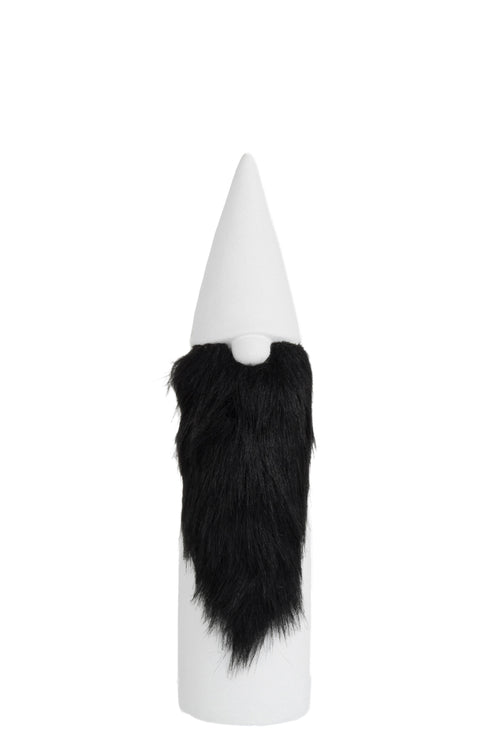 Weihnachtsfigur Wichtel mit Bart, Skandi Dekofigur Xmas, schwarz-weiß