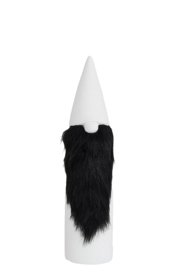 Weihnachtsfigur Wichtel mit Bart, Skandi Dekofigur Xmas, schwarz-weiß