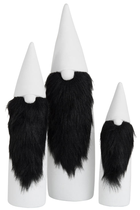 Weihnachtsfigur Wichtel mit Bart, Skandi Dekofigur Xmas, schwarz-weiß