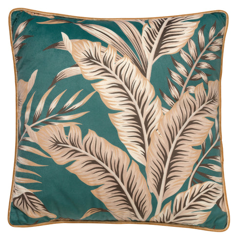 Dutch Decor Modernes Dekokissen Palms, Samtkissen grün-beige, 45x45cm