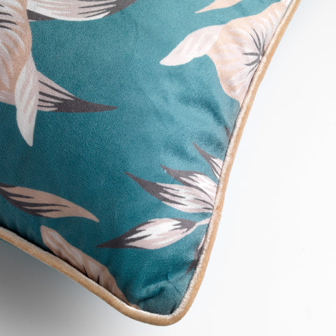 Dutch Decor Modernes Dekokissen Palms, Samtkissen grün-beige, 45x45cm