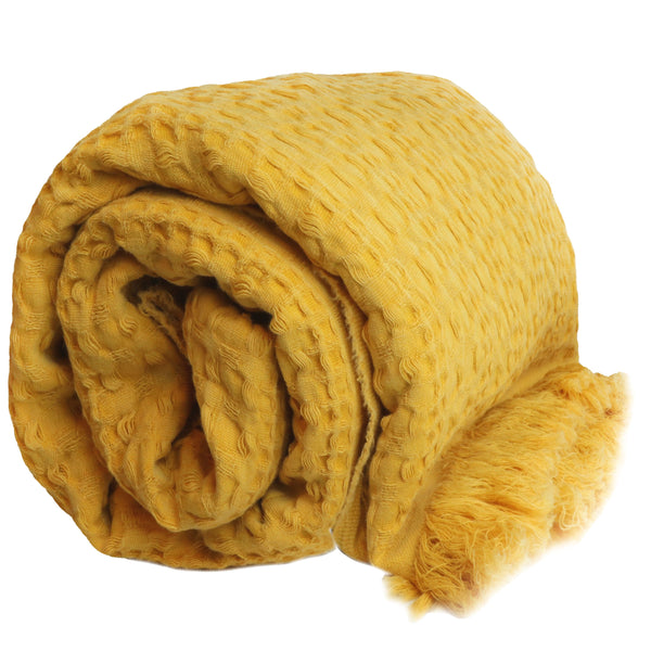 Decke, Plaid, Überwurf, Vintage washed yellow, 127x150cm