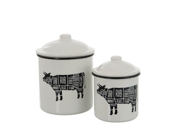 Retro Vorratstopf, Vorratsdose Metall Kuh, 2er Set