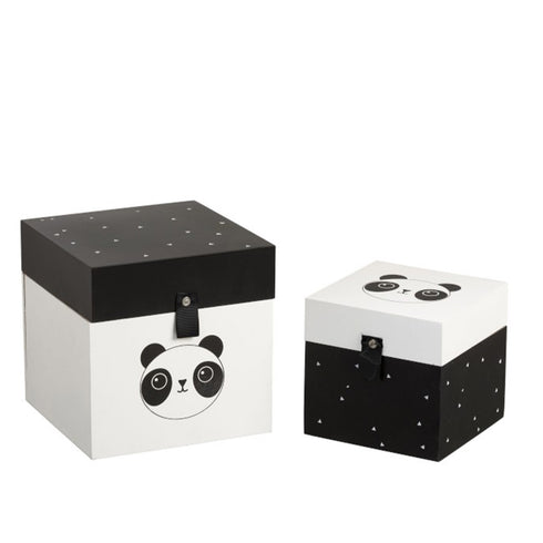 J-Line Aufbewahrungsboxen, Dekoboxen, Aufbewahrungskisten, Panda, 2er-Set