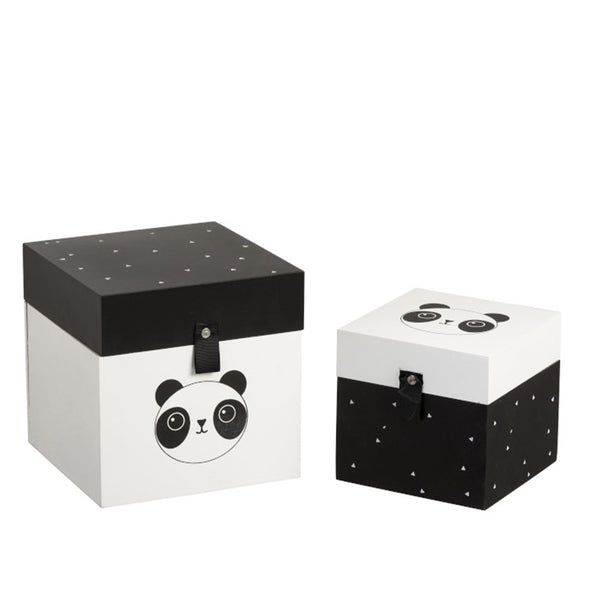 J-Line Aufbewahrungsboxen, Dekoboxen, Aufbewahrungskisten, Panda, 2er-Set