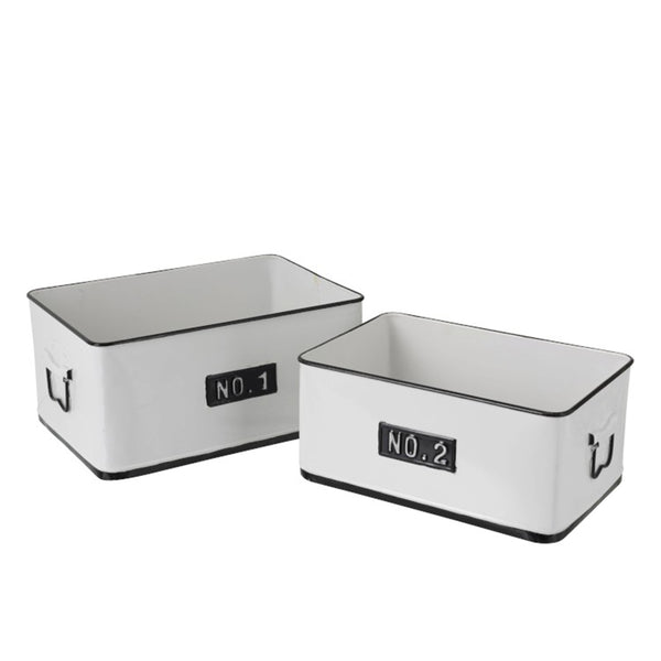 J-Line Dekotabletts Metall, Serviertablett Set, 2tlg.,, Aufbewahrungsboxen, Industrial, Vintage