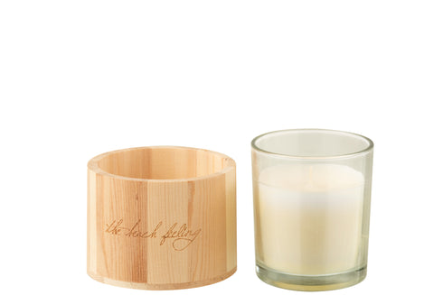 Edle Duftkerze "Beach" Holz natur, Duft blumig-frisch