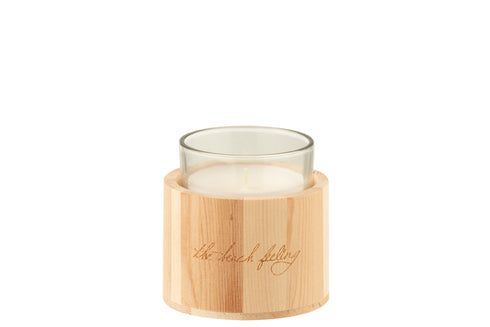 Edle Duftkerze "Beach" Holz natur, Duft blumig-frisch