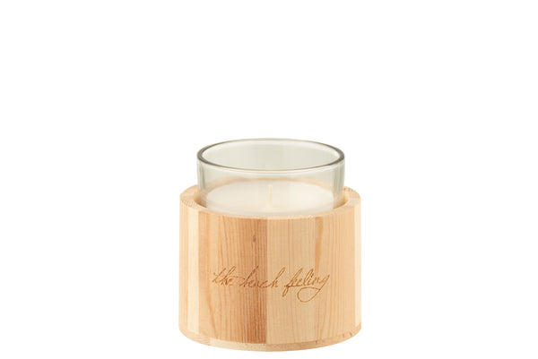 Edle Duftkerze "Beach" Holz natur, Duft blumig-frisch