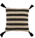 Boho Kissen mit Quasten, Dekokissen Streifen, schwarz-creme, 45x45cm