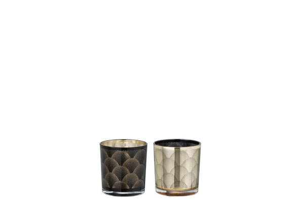 Windlicht, Dekolicht, Gatsby, schwarz-gold, klein