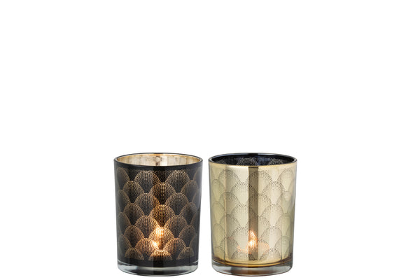 Windlicht, Dekolicht, Gatsby, schwarz-gold