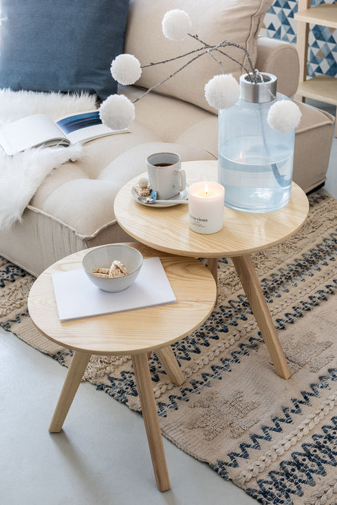 Edle Duftkerze "Full of life" weiß, Duft Mimosa Rose, in Holzgeschenkbox, natur