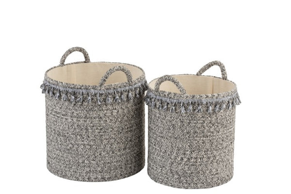 Boho Aufbewahrungskörbe mit Bommeln, schwarz-weiß