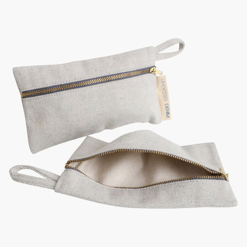 Travel bag, Aufbewahrungstasche, Pencil case, Mäppchen, cream, upcycled denim, Secondlove