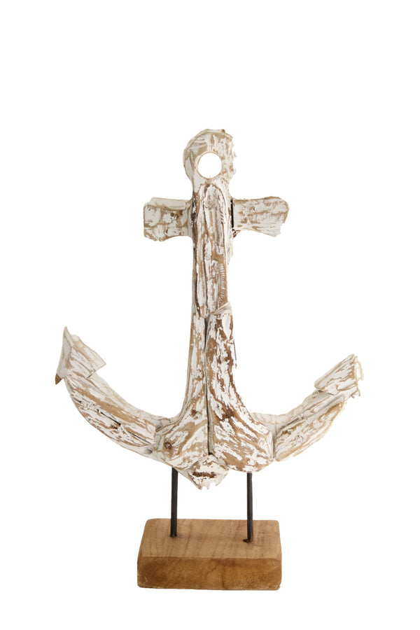 Anker Treibholz, Standdeko Beach, Strandhausdeko Shabby, natur-weiß