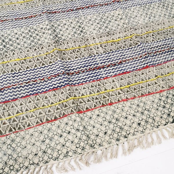 Boho Teppich mit Ethnomuster und Fransen, bunt, orientalisch, 120 x 180cm