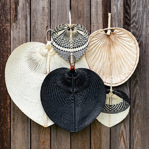 Boho Wanddekoration, Bambus Fächer Asia geflochten, 58x48cm