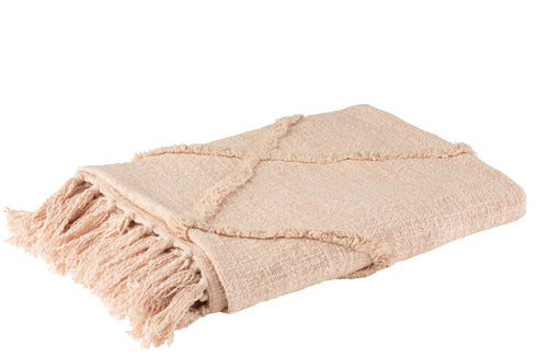 Boho Decke, Plaid Utopia mit Fransen, Tagesdecke rosa 130 x 170 cm