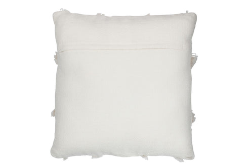 Boho Kissen Raute weiß mit Fransen, Dekokissen Boho/Ibiza, 45x45cm