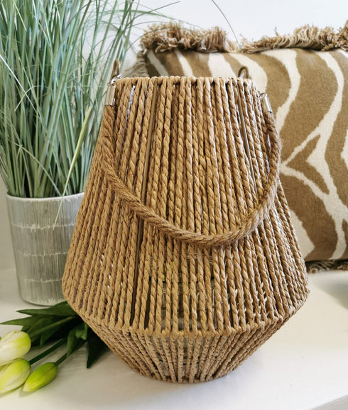 Boho Windlicht, Laterne Jute natur