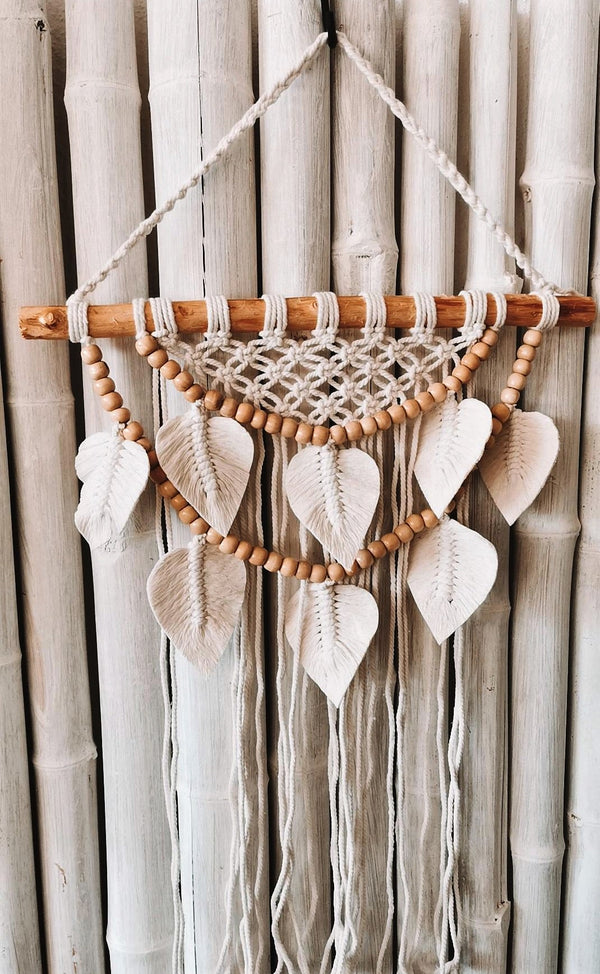 Boho Makramee Wanddeko, Gypsy Wandbehang, creme-natur 40x55x2cm