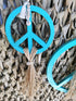 Boho Wanddeko PEACE aus Holz klein, handmade, natur-türkis, MAKE LOVE NOT WAR