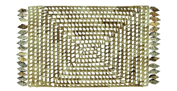 Tischdeko aus Palmblättern mit Muschelborte, Tischuntersetzer Boho, Platzdeckchen, natur