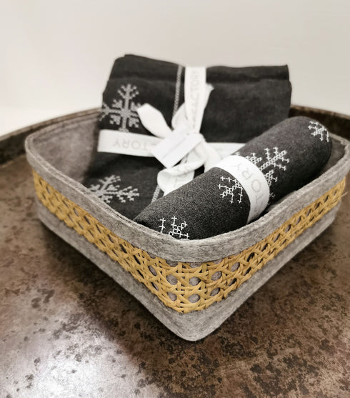 Storefactory Brotkorb, Aufbewahrungskorb Filz Rattan 22 x 22cm