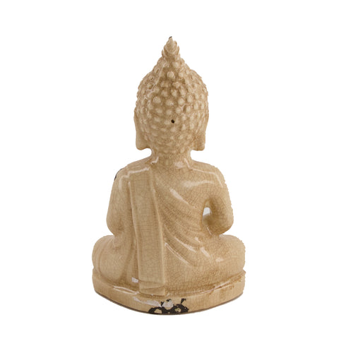 Buddha Dekofigur Keramik sitzend, beige 12,7x5x20,5cm
