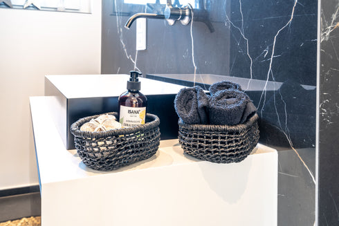 Pomax Dekokörbe, Aufbewahrungskörbe, geflochten, 2er Set, schwarz