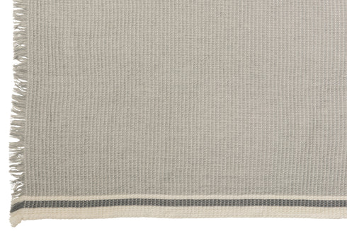 Boho Decke mit Fransen, Plaid Waffelpique, Tagesdecke Beach, Überwurf, Tischdecke hellgrau-offwhite