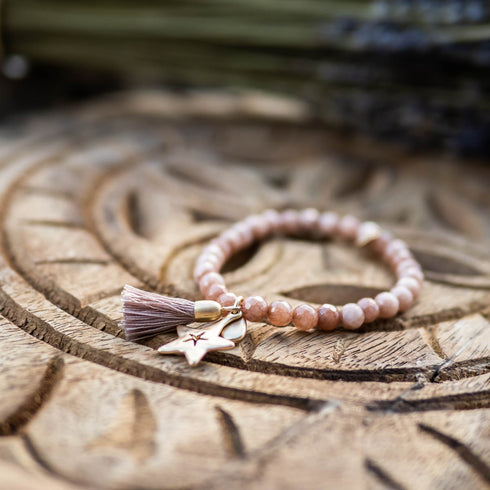 Perlenarmband Naturstein, STAR, rosa