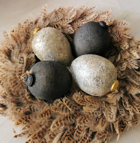 Osterei Glas groß, gold schwarz sortiert 12x12x12cm