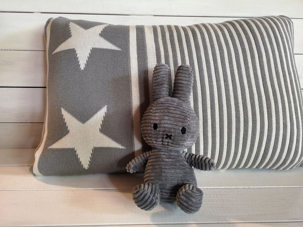 Strickkissenhülle Stars, Dekokissenhülle Sterne, Baumwolle Kuschelkissenhülle