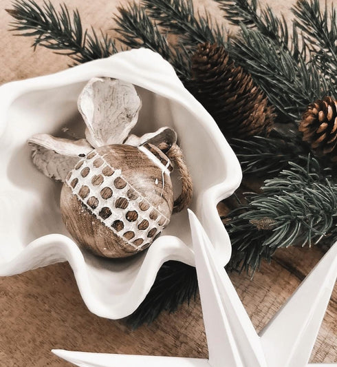 Dekokugel Dots, Massiv Holz, Vintage