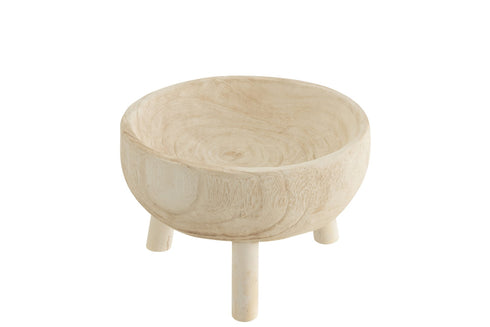 Dekoschale Ibiza Palowniaholz, Schüssel Dreifuß, weiß