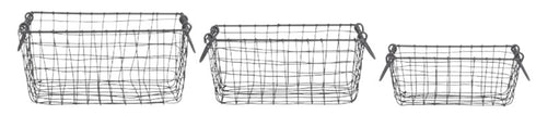 Draht Körbe Scandi, Shabby Chic Aufbewahrungskörbe mit Henkeln, 3er-Set