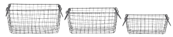 Draht Körbe Scandi, Shabby Chic Aufbewahrungskörbe mit Henkeln, 3er-Set