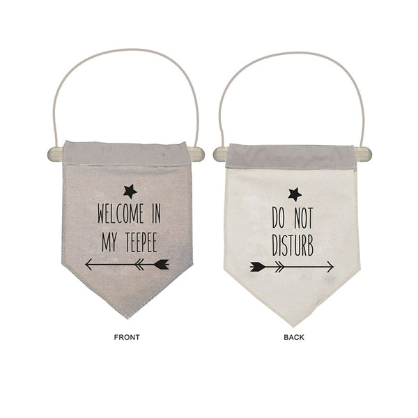 Wimpel Kids Deko, Fahne, Anhänger, Wanddeko Indianer Tipi 2-seitig
Schild Wimpel Schild Stoff Hänger Indianer Pfeil natur beige Eingang